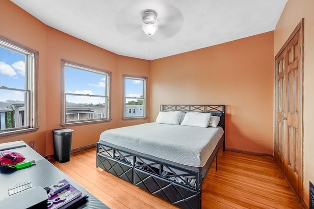 71 Draper St, Boston, MA 02122 - bedroom with light wood-style floors, multiple windows, and a ceiling fan