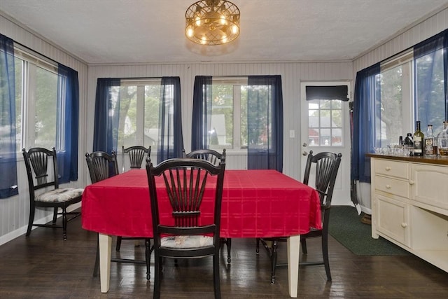 156 Powell, Springfield, MA 01118 - dining room with ornamental molding, wood finished floors, plenty of natural light, baseboards, and a textured ceiling