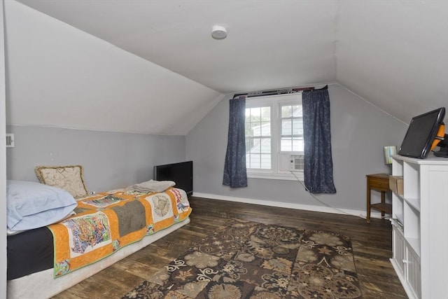 156 Powell, Springfield, MA 01118 - bedroom featuring dark wood-style flooring, vaulted ceiling, and baseboards