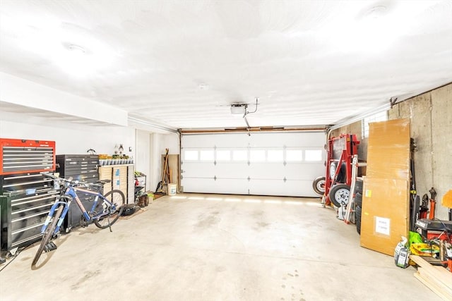 garage with a garage door opener