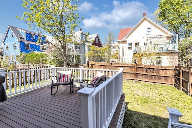 deck with a residential view