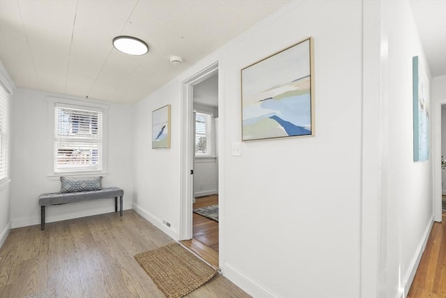 63 Adams St, Bourne, MA 02532 - hall with baseboards and light wood-style flooring