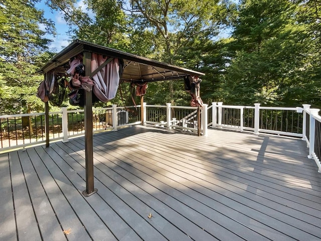 wooden deck with a gazebo