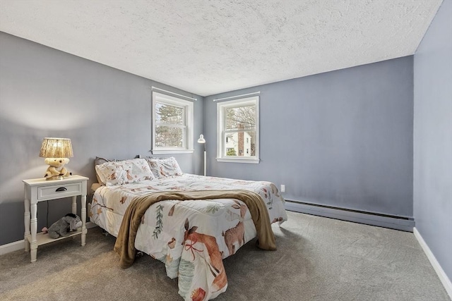 30 Millham St, Marlborough, MA 01752 - carpeted bedroom with a baseboard radiator, a textured ceiling, and baseboards