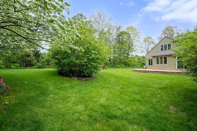 75 Haynes Rd, Sudbury, MA 01776 - view of green lawn featuring a deck
