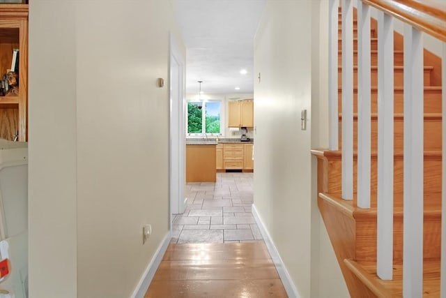 144 Worcester Rd, New Braintree, MA 01531 - hallway featuring baseboards, recessed lighting, and stone tile flooring