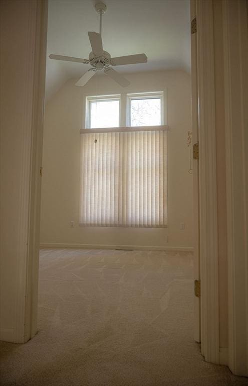 7 Brewster Ln Unit 7, Acton, MA 01720 - carpeted spare room featuring ceiling fan, vaulted ceiling, and baseboards