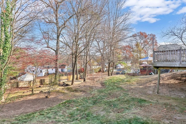 view of yard with a deck