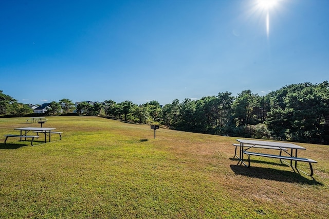 view of community featuring a lawn