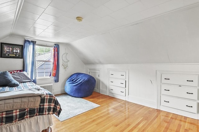 2 Putnam Ln, Auburn, MA 01501 - bedroom with radiator, light wood-style floors, and vaulted ceiling