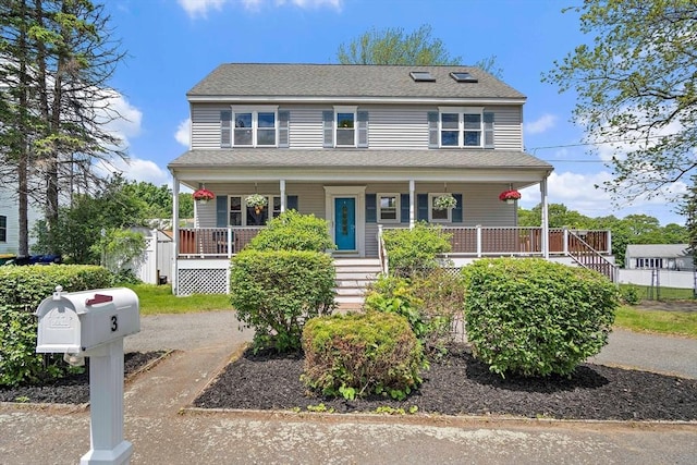 3 Manomet Rd, Woburn, MA 01801 - view of front of home featuring a porch, stairs, driveway, and a shingled roof
