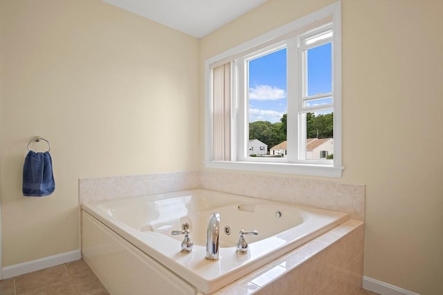 3 Manomet Rd, Woburn, MA 01801 - bathroom with a whirlpool tub, tile patterned floors, and baseboards