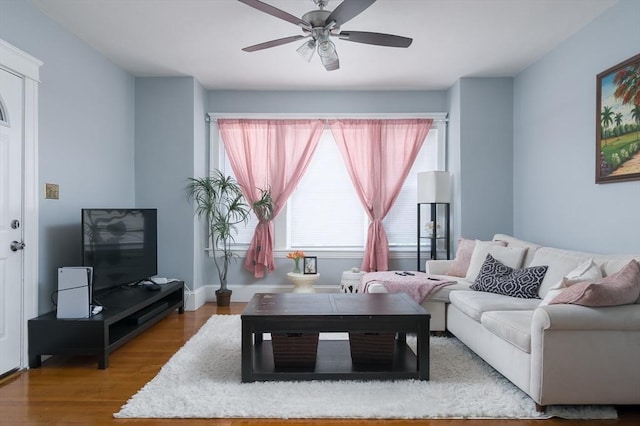 30-32 Loxwood St, Worcester, MA 01604 - living room featuring wood finished floors and ceiling fan