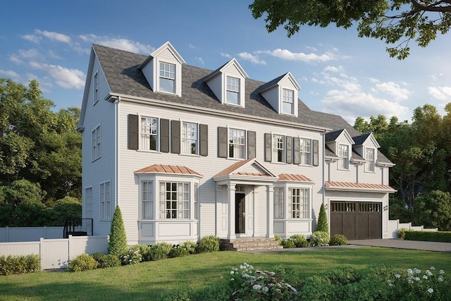 view of front facade featuring a garage and a front lawn