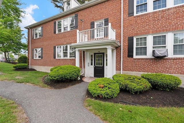 74 Boylston St Unit 2, Newton, MA 02467 - entrance to property with a balcony and brick siding