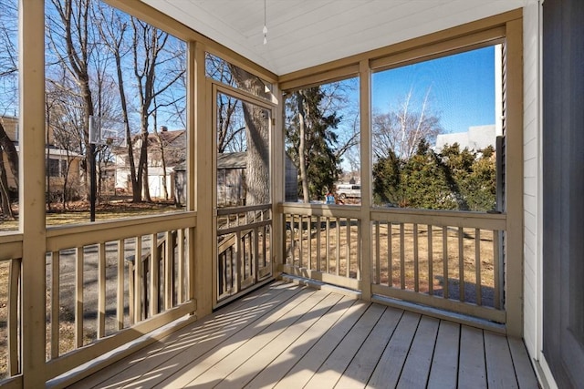 view of unfurnished sunroom