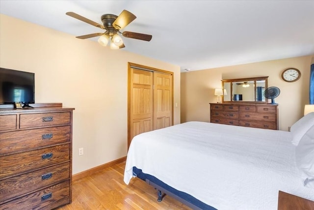 115 Winter St, Whitman, MA 02382 - bedroom featuring light wood finished floors, a closet, and ceiling fan
