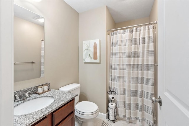 38 Phyllis Ln, Greenfield, MA 01301 - bathroom featuring vanity, toilet, a shower with shower curtain, and tile patterned flooring