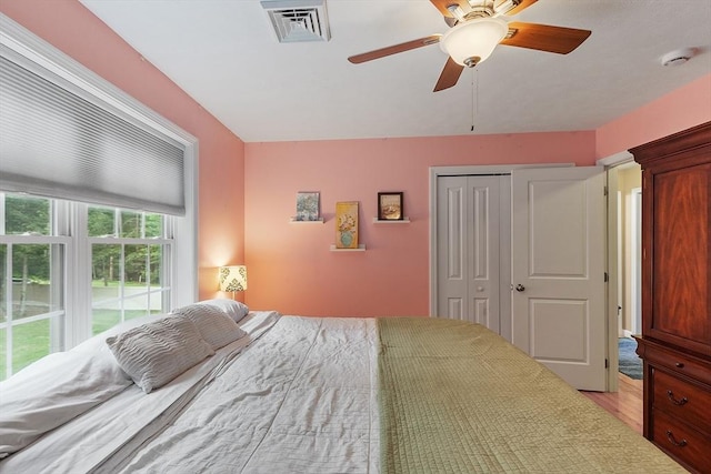 38 Phyllis Ln, Greenfield, MA 01301 - bedroom featuring a closet, light wood finished floors, and a ceiling fan