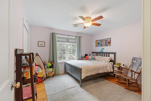 38 Phyllis Ln, Greenfield, MA 01301 - bedroom featuring wood finished floors, ceiling fan, and baseboards