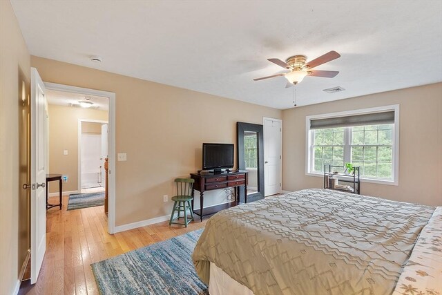 38 Phyllis Ln, Greenfield, MA 01301 - bedroom featuring light wood-type flooring, baseboards, and ceiling fan
