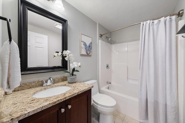 4 Patriots Blvd Unit 4, Hopkinton, MA 01748 - bathroom featuring vanity, shower / tub combo with curtain, tile patterned floors, and toilet