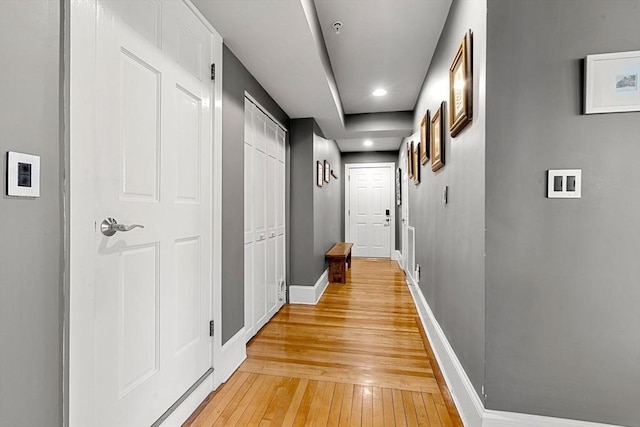 99 Washington St Unit 23, Salem, MA 01970 - corridor featuring light wood-style floors, baseboards, and recessed lighting