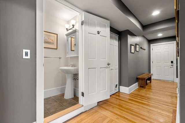 99 Washington St Unit 23, Salem, MA 01970 - corridor with light wood-style floors, baseboards, and recessed lighting