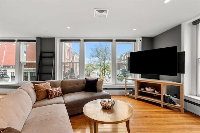 99 Washington St Unit 23, Salem, MA 01970 - living area featuring light wood-style floors and recessed lighting