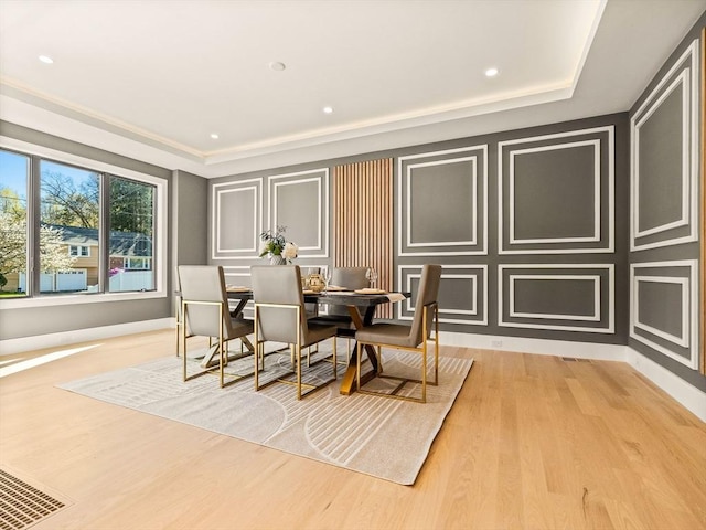 dining space featuring light hardwood / wood-style flooring