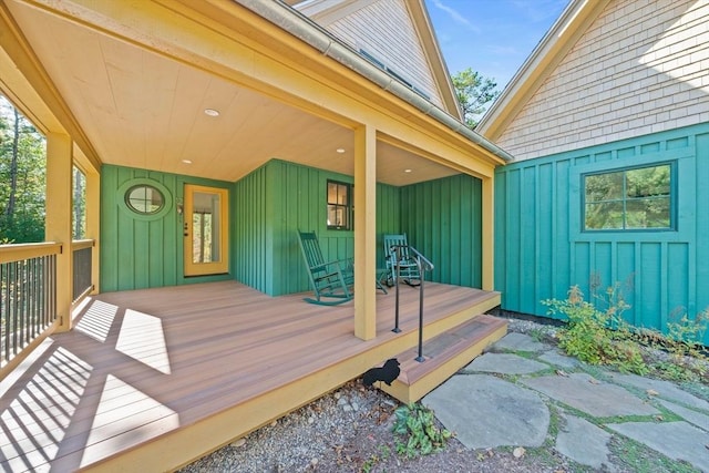 deck featuring covered porch