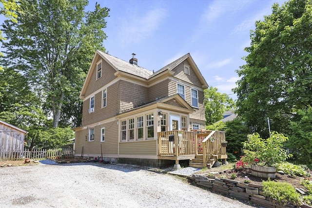42 Briggs Ave, Pittsfield, MA 01201 - view of side of property with a deck and a chimney