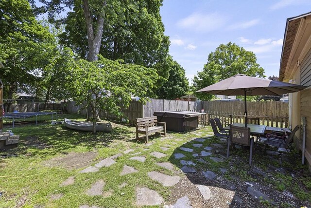 42 Briggs Ave, Pittsfield, MA 01201 - view of yard with a trampoline and a hot tub