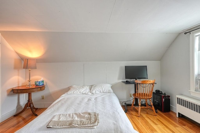 7 Broad St, Belmont, MA 02478 - bedroom with radiator, light wood finished floors, and vaulted ceiling