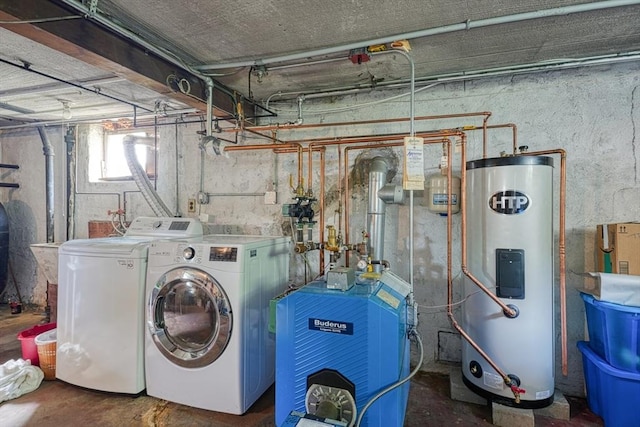 7 Broad St, Belmont, MA 02478 - washroom featuring electric water heater, independent washer and dryer, and a heating unit