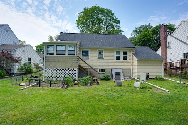 7 Broad St, Belmont, MA 02478 - back of house featuring stairway and roof with shingles