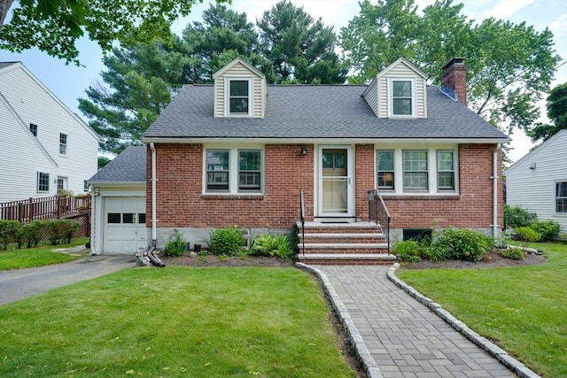 7 Broad St, Belmont, MA 02478 - cape cod home with brick siding, a chimney, and a shingled roof