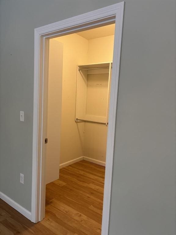 spacious closet with wood finished floors