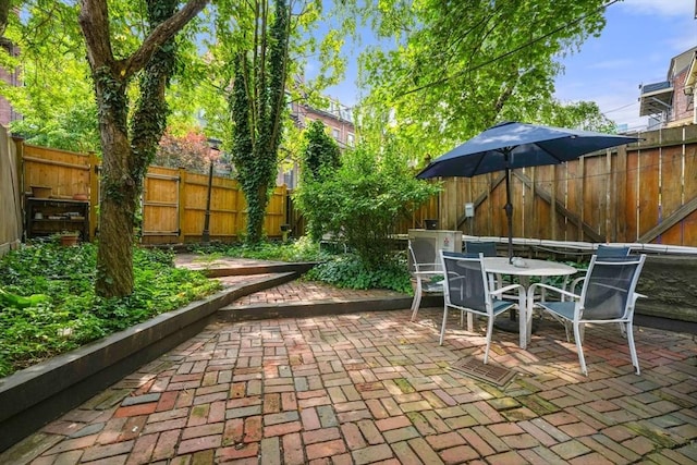 66 Rutland St, Boston, MA 02118 - fenced backyard featuring a patio area and outdoor dining area
