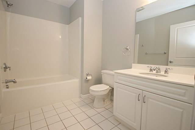 full bathroom with toilet, shower / washtub combination, vanity, and tile patterned flooring