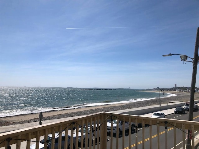 view of water feature featuring a view of the beach