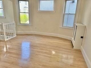 16 Fowler St, Boston, MA 02121 - unfurnished room with baseboards, light wood finished floors, and radiator
