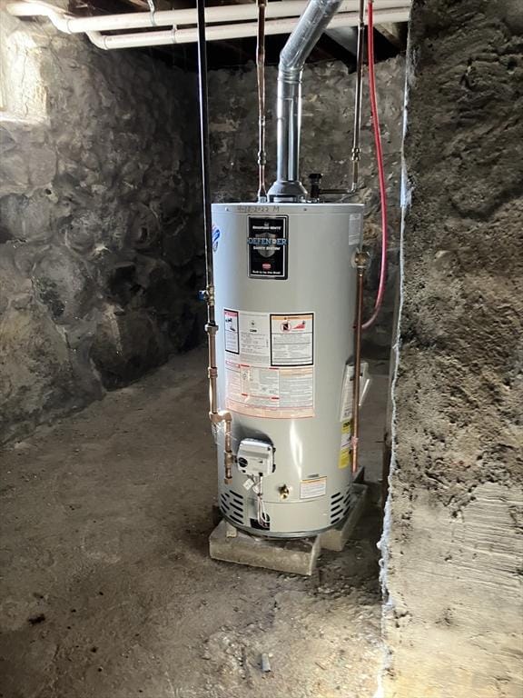 utility room with water heater