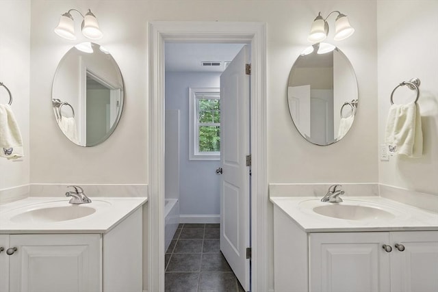6 Beacon Ct, Acton, MA 01720 - full bath featuring two vanities, tile patterned flooring, and a bathtub