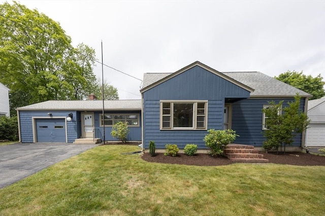 23 Crescent Ave, North Attleboro, MA 02760 - ranch-style house featuring an attached garage, driveway, a front yard, and roof with shingles