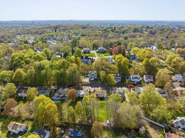 bird's eye view with a view of trees and a residential view