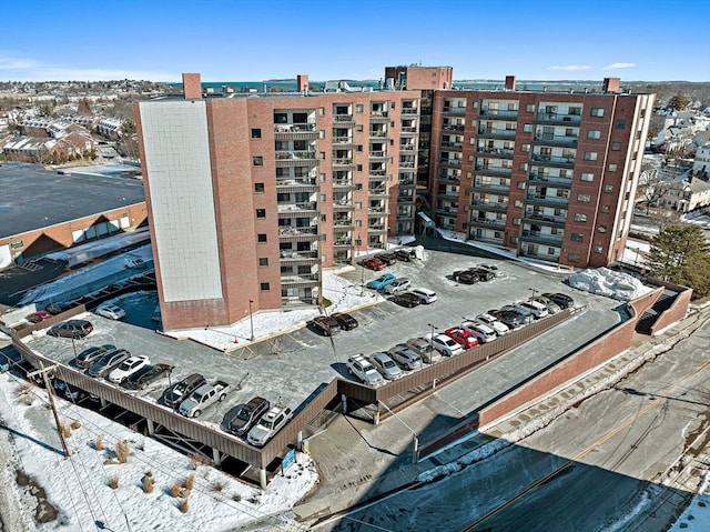 view of snow covered property