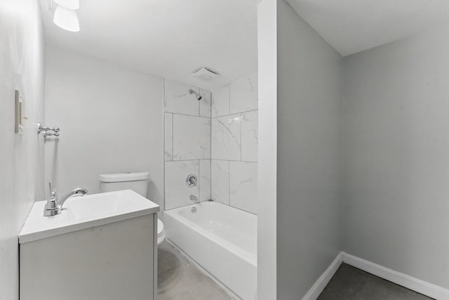 57 Brighton Ave Unit A, Boston, MA 02134 - full bathroom with toilet, vanity, shower / tub combination, and baseboards