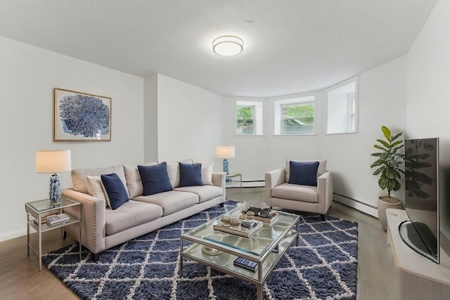 57 Brighton Ave Unit A, Boston, MA 02134 - living area with wood finished floors, a baseboard radiator, and baseboards