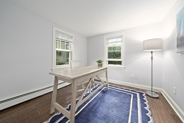 323 N Main St, Cohasset, MA 02025 - office featuring a baseboard heating unit, wood finished floors, baseboards, and healthy amount of natural light